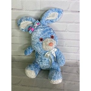 VTG United Trading Group Blue Bunny Rabbit Stuffed Animal Plush Toy Pink Eyes